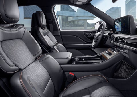 The interior of the 2025 Lincoln Aviator® SUV is shown with sleek black accents. | Irwin Lincoln in Freehold NJ