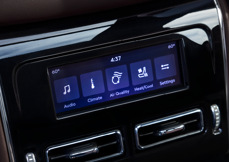 Driver controls like music, temperature, air quality, settings, and heat/cool seats are shown. | Irwin Lincoln in Freehold NJ
