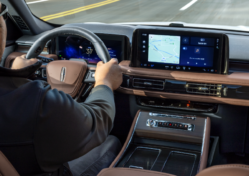 A person is driving a 2025 Lincoln Aviator® SUV from inside the cabin. | Irwin Lincoln in Freehold NJ