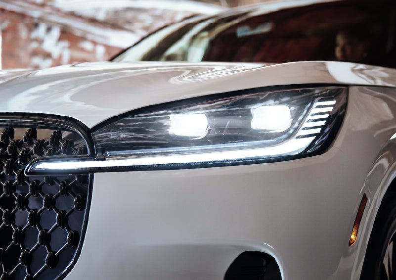 A close-up of a headlamp on the 2026 Lincoln Aviator® SUV is shown. | Irwin Lincoln in Freehold NJ